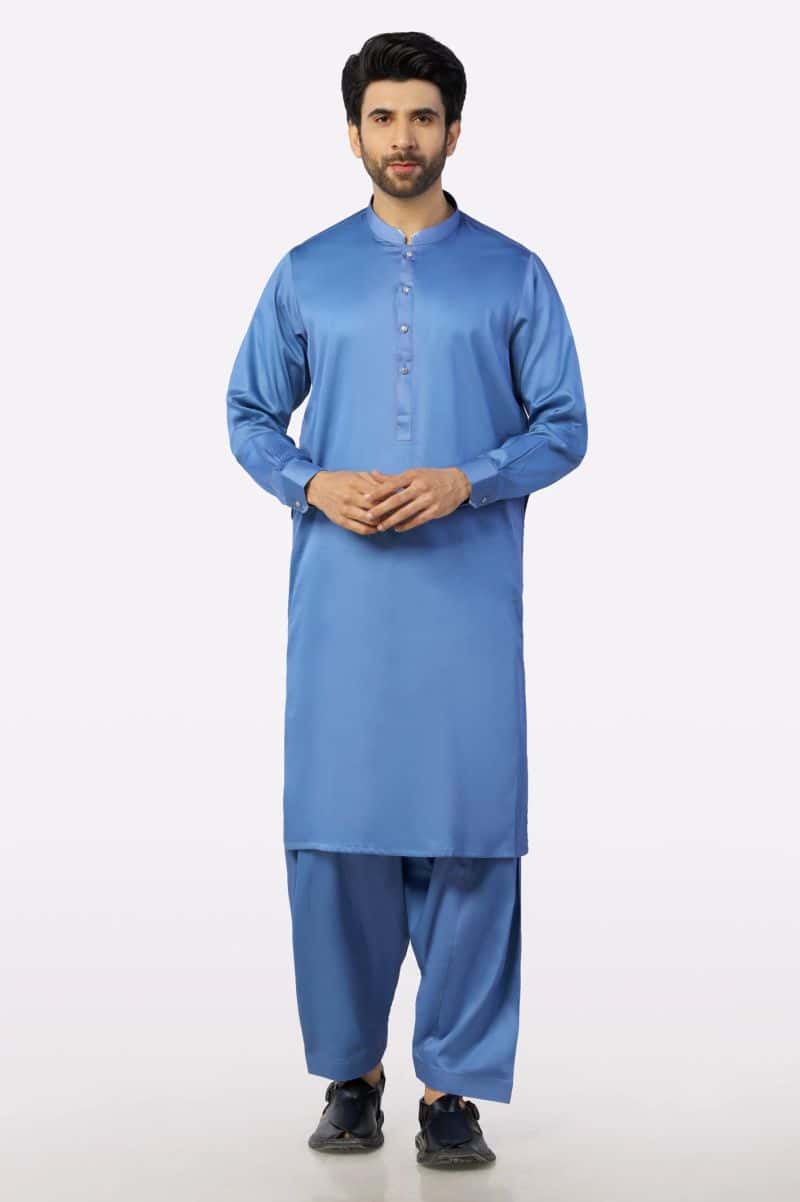 Blue Cotton Shalwar Kameez - alternate view