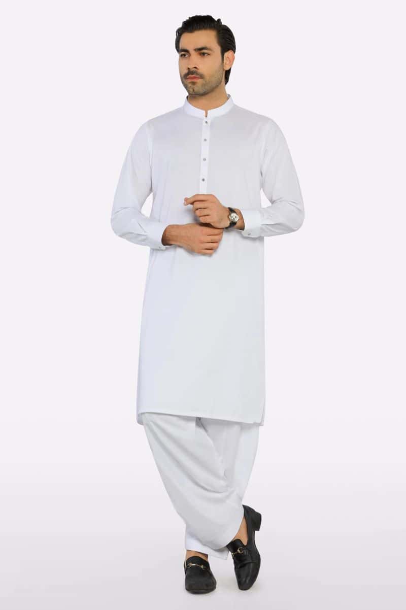White Wash & Wear Shalwar Kameez - alternate view