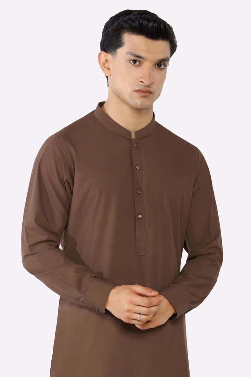 Brown Wash & Wear Shalwar Kameez