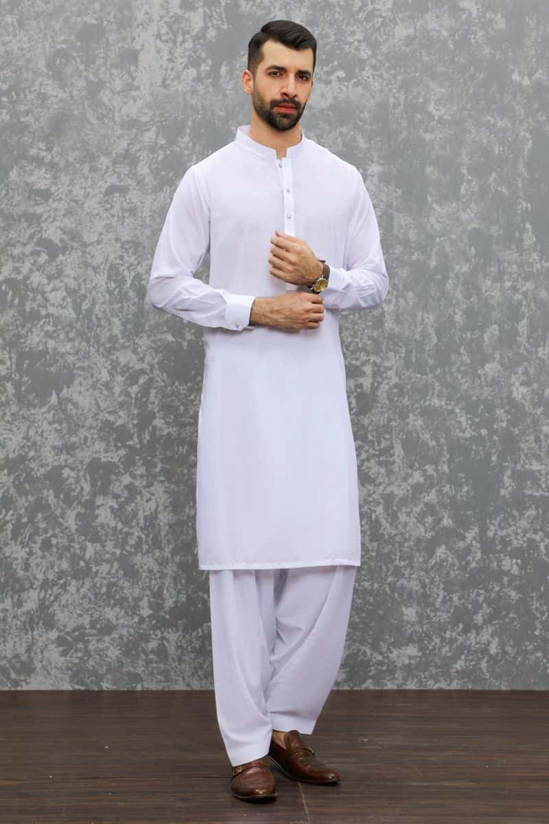 White Wash & Wear Shalwar Kameez - alternate view