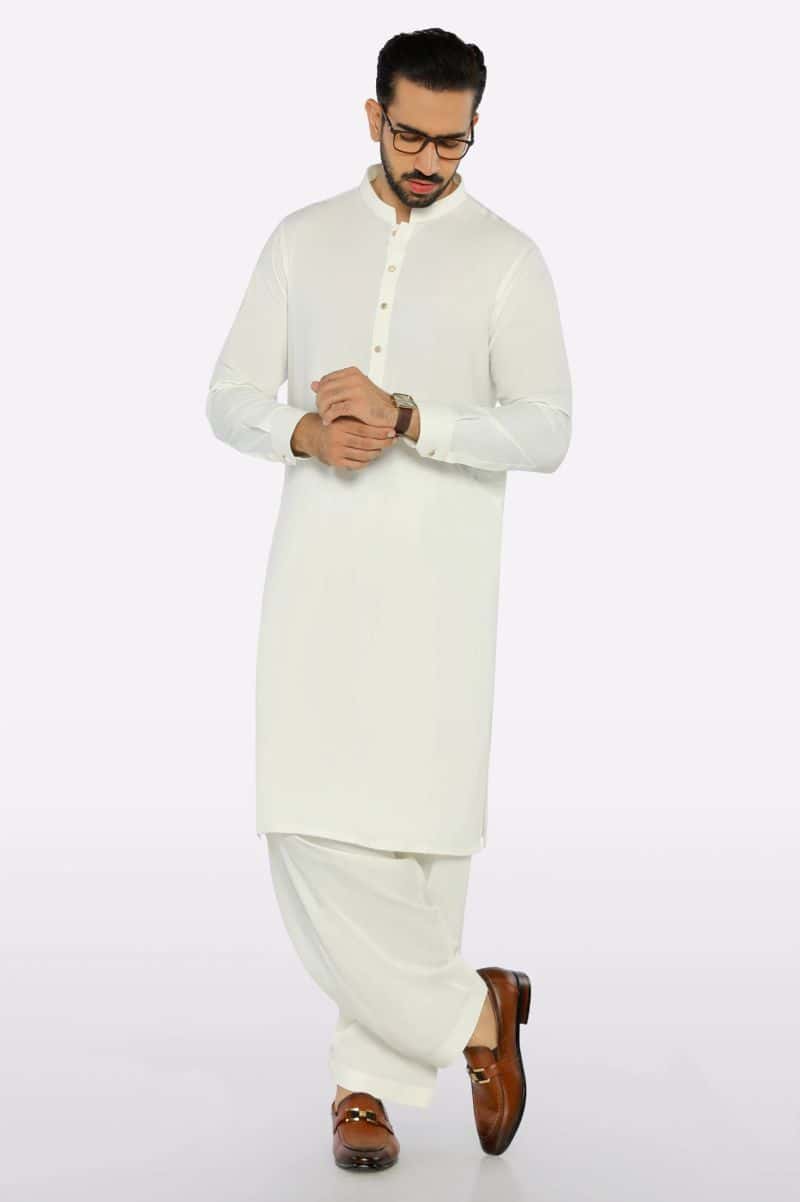 Off White Wash & Wear Shalwar Kameez - alternate view