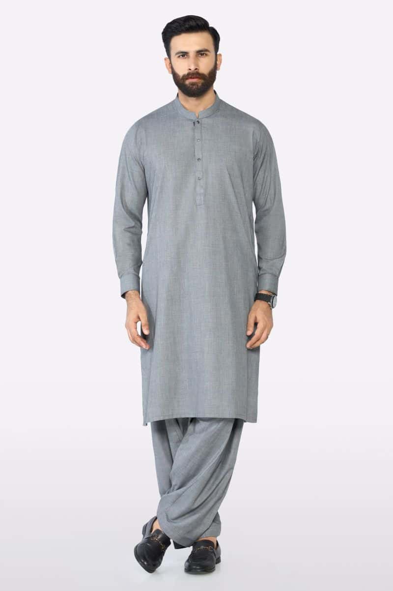 Gray Wash & Wear Shalwar Kameez - alternate view
