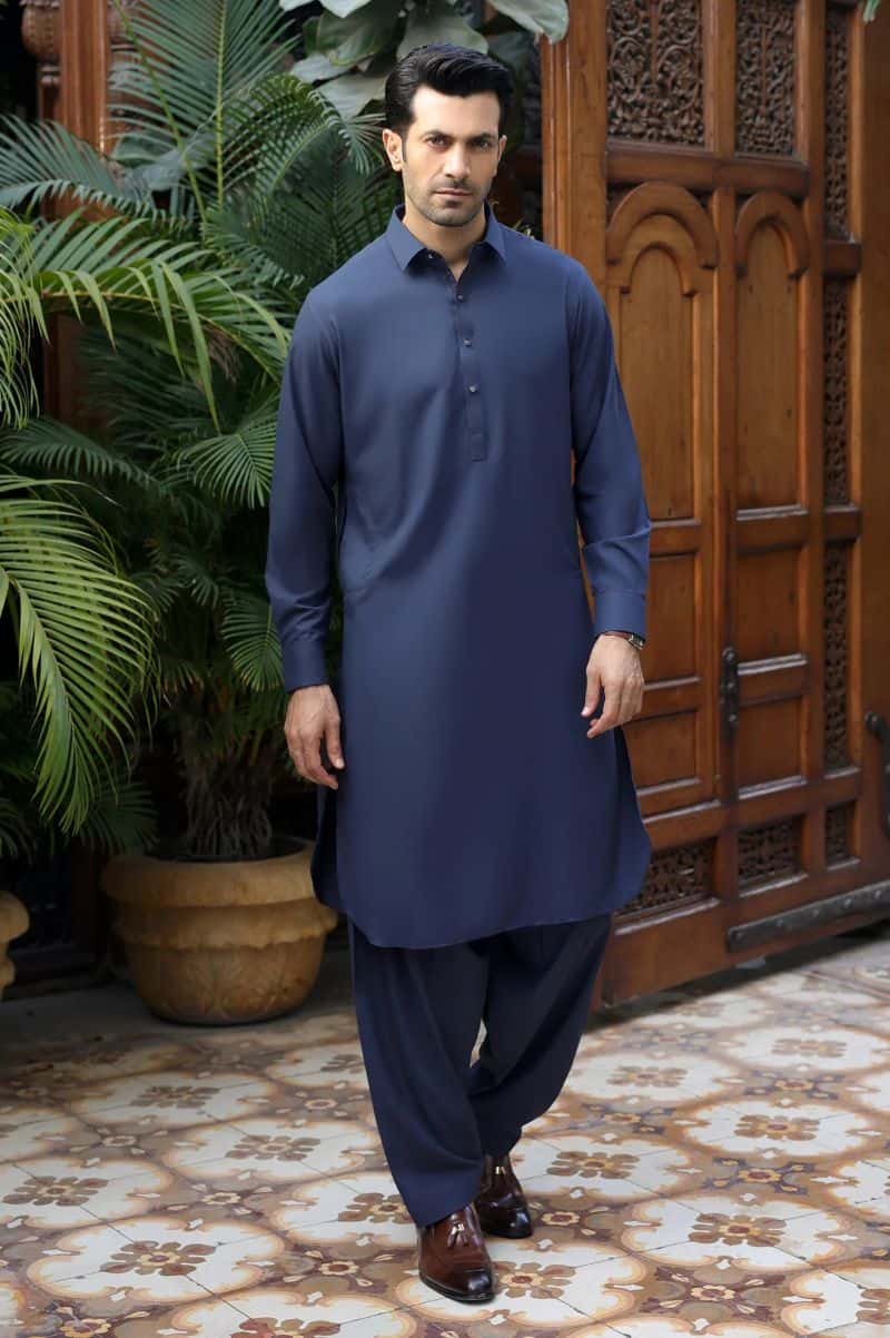 Dark Grey Wash & Wear Shalwar Kameez - alternate view