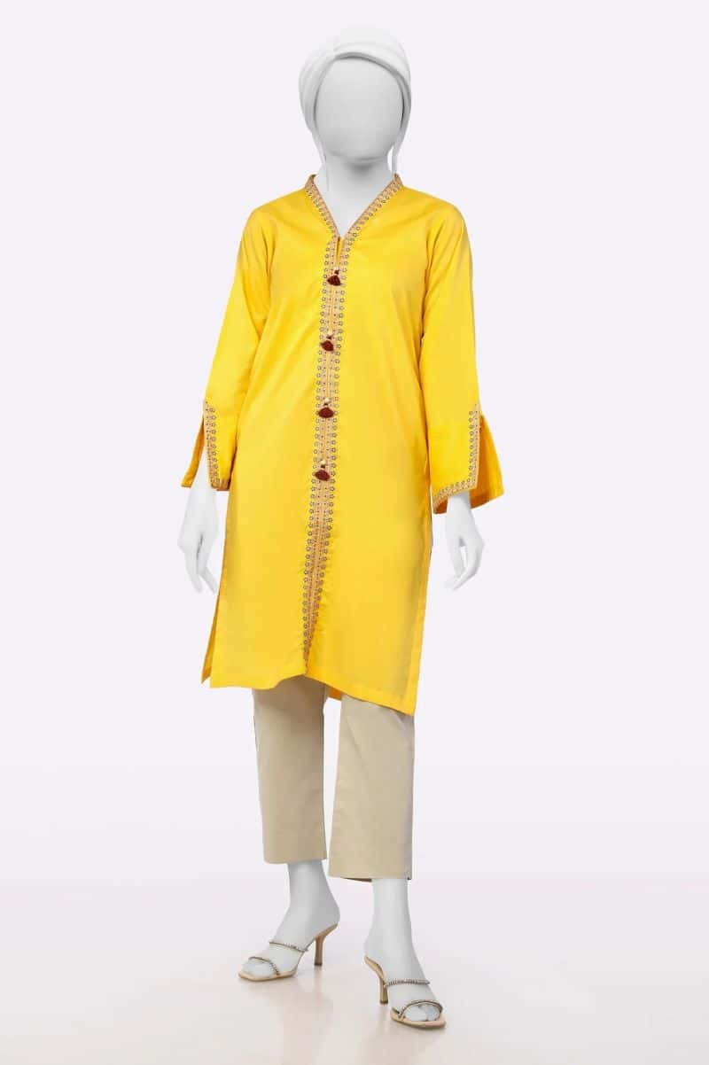 Yellow Embroidered Kurti
