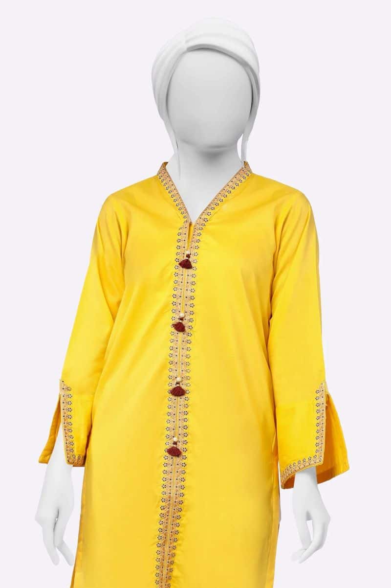 Yellow Embroidered Kurti - alternate view