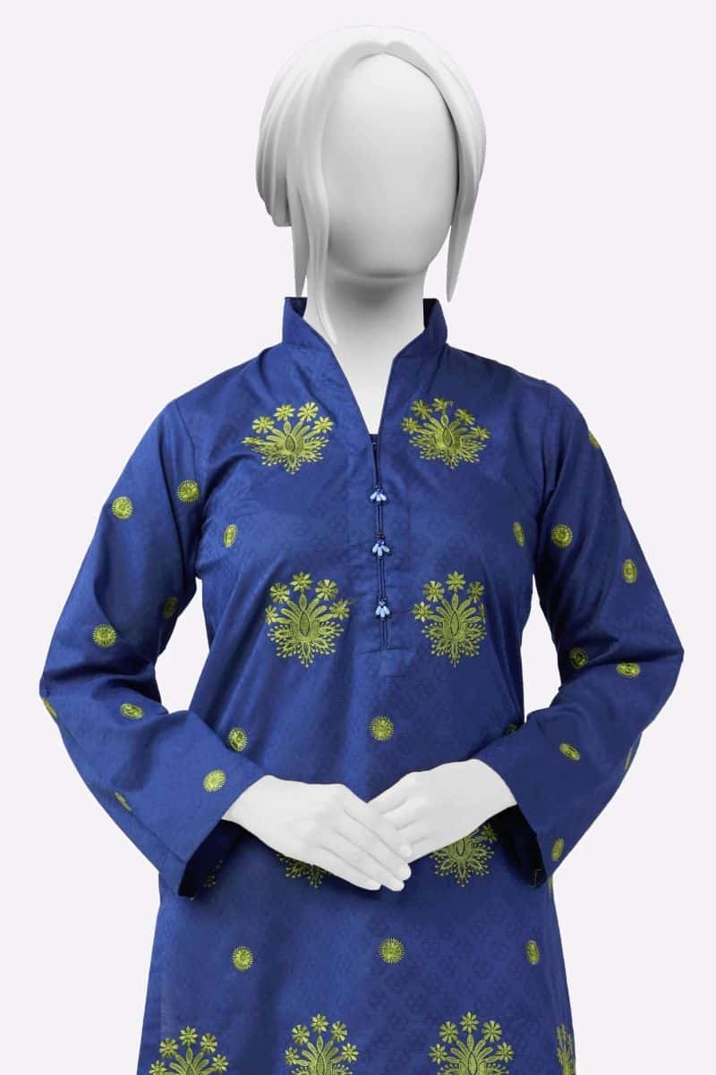 Navy Blue Embroidered Kurti - alternate view