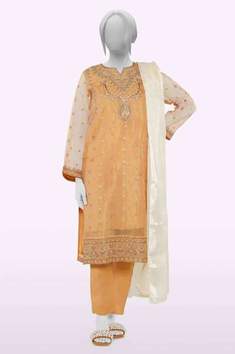 Cambric Peach Embroidered 3PC