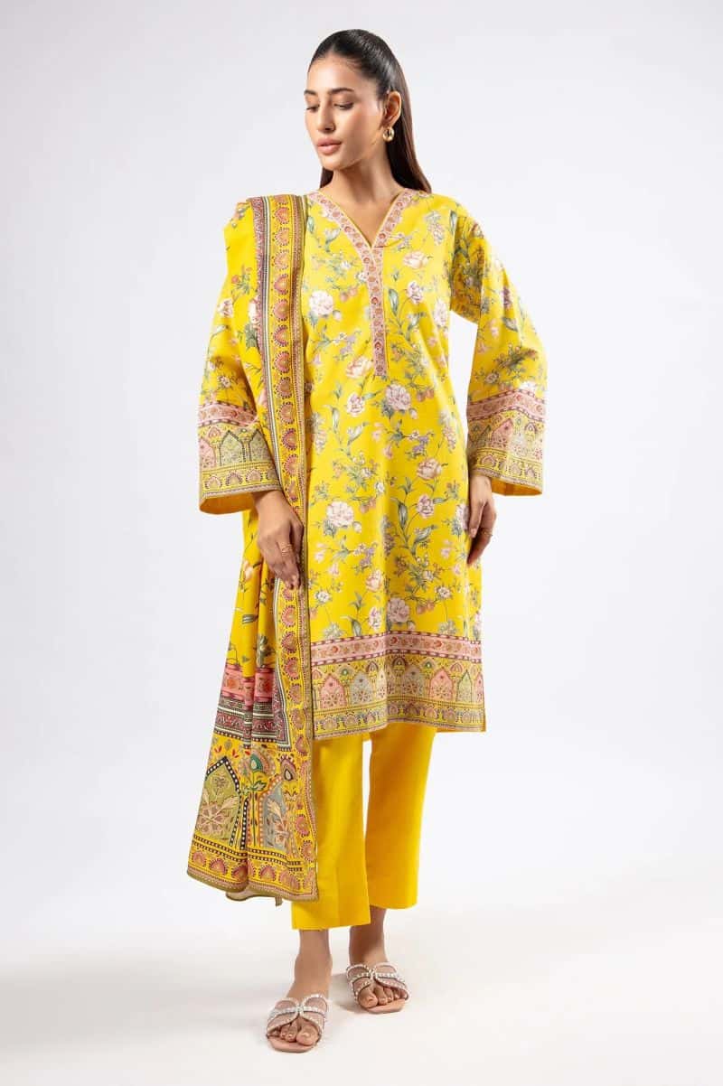 Printed Khaddar-Yellow 3PC