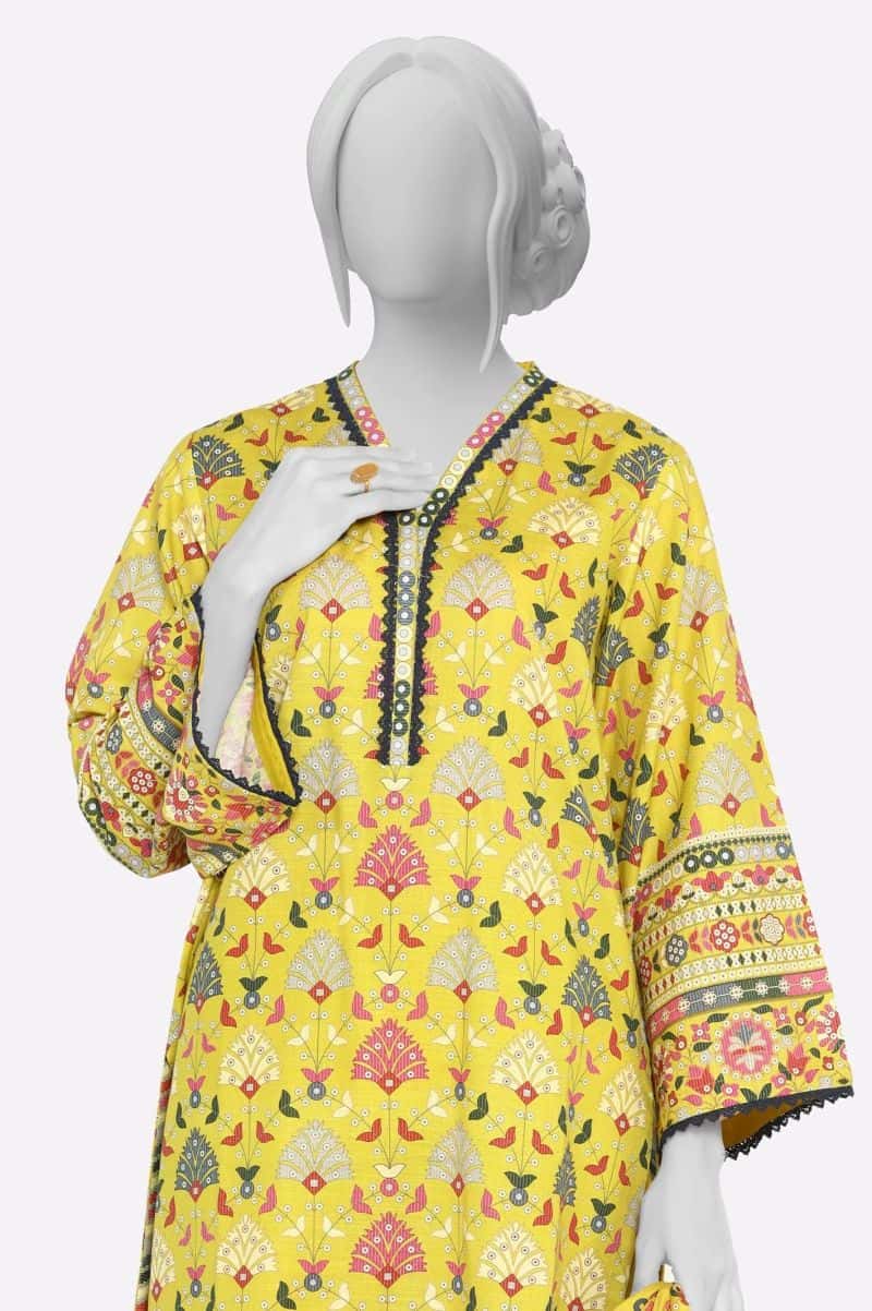 Khaddar Mustard Printed 3PC - alternate view
