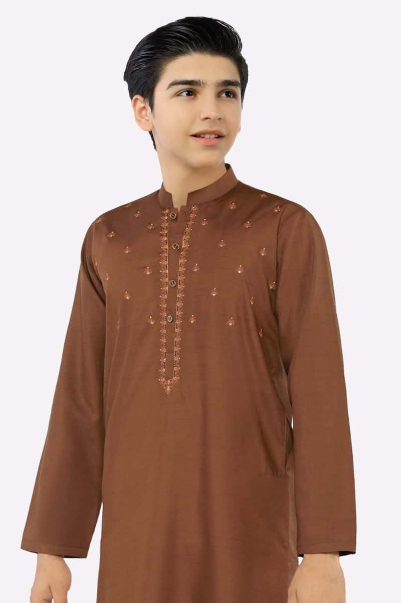 Light Brown Teens Kurta Pajama - alternate view