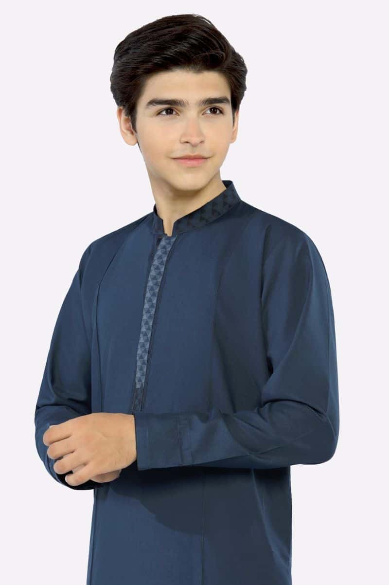 Teal Blue Teens Kurta Pajama - alternate view