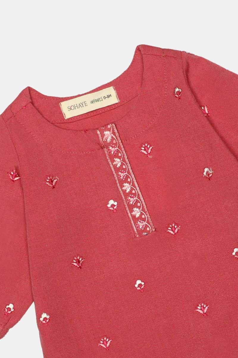 Pink Embroidered Infant 2PC - alternate view