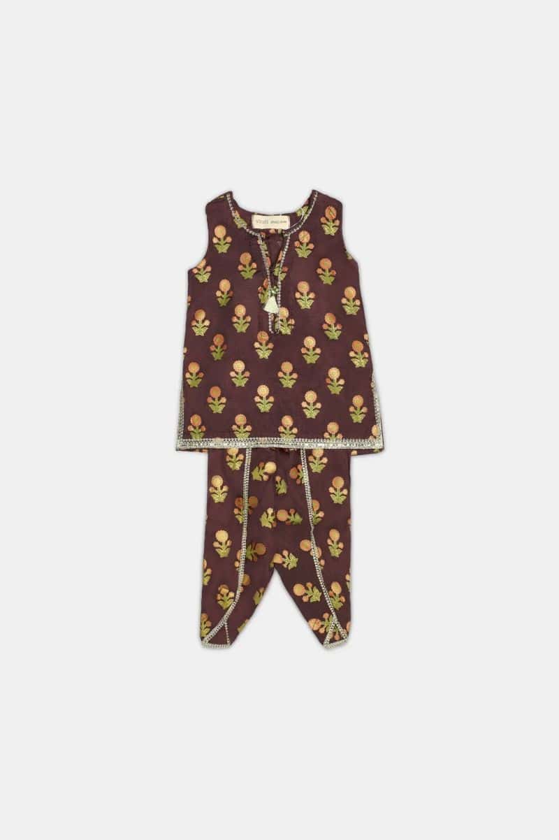 Raw Silk Printed Infant 2PC