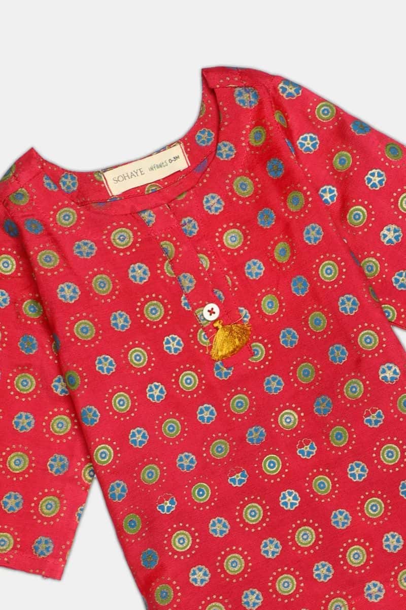 Raw Silk Printed Infant 2PC - alternate view
