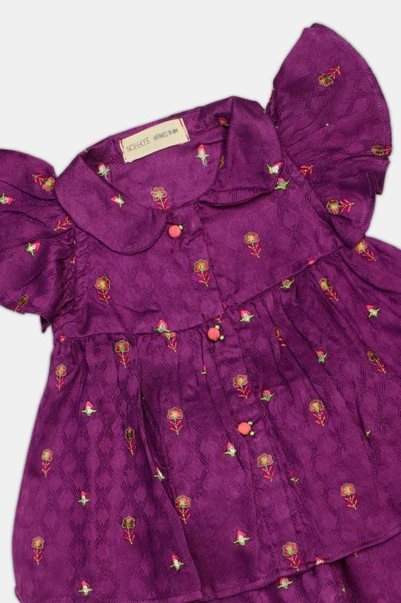 Embroidered Dobby-Purple Infant 2PC - alternate view