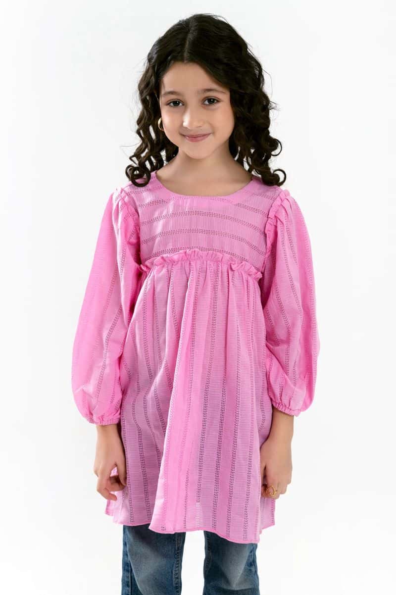 Pink Stylised Girls Kurti - alternate view