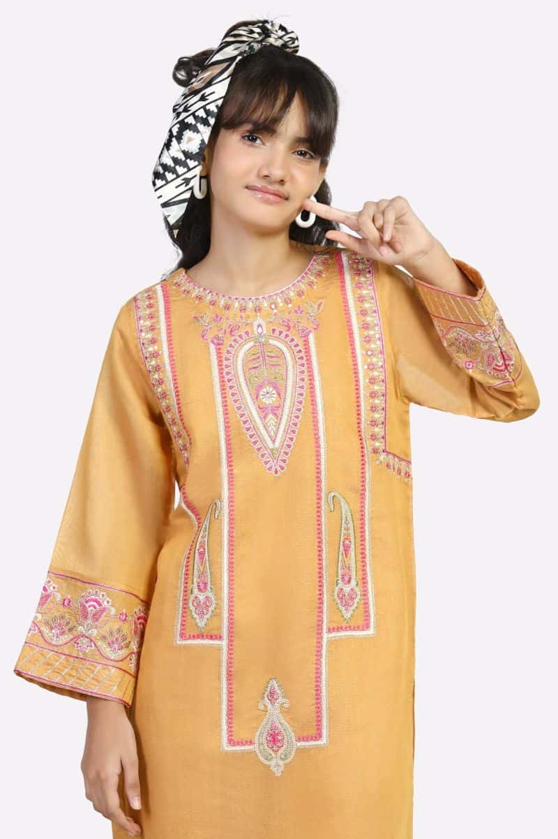 Mustard Embroidered Teens 2PC - alternate view