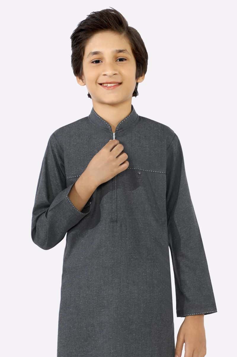Dark Grey Boys Kurta Pajama - alternate view