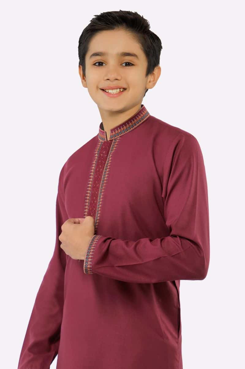 Maroon Teens Kurta Pajama - alternate view