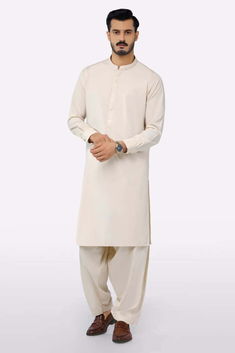 Fawn Wash & Wear Shalwar Kameez - alternate view