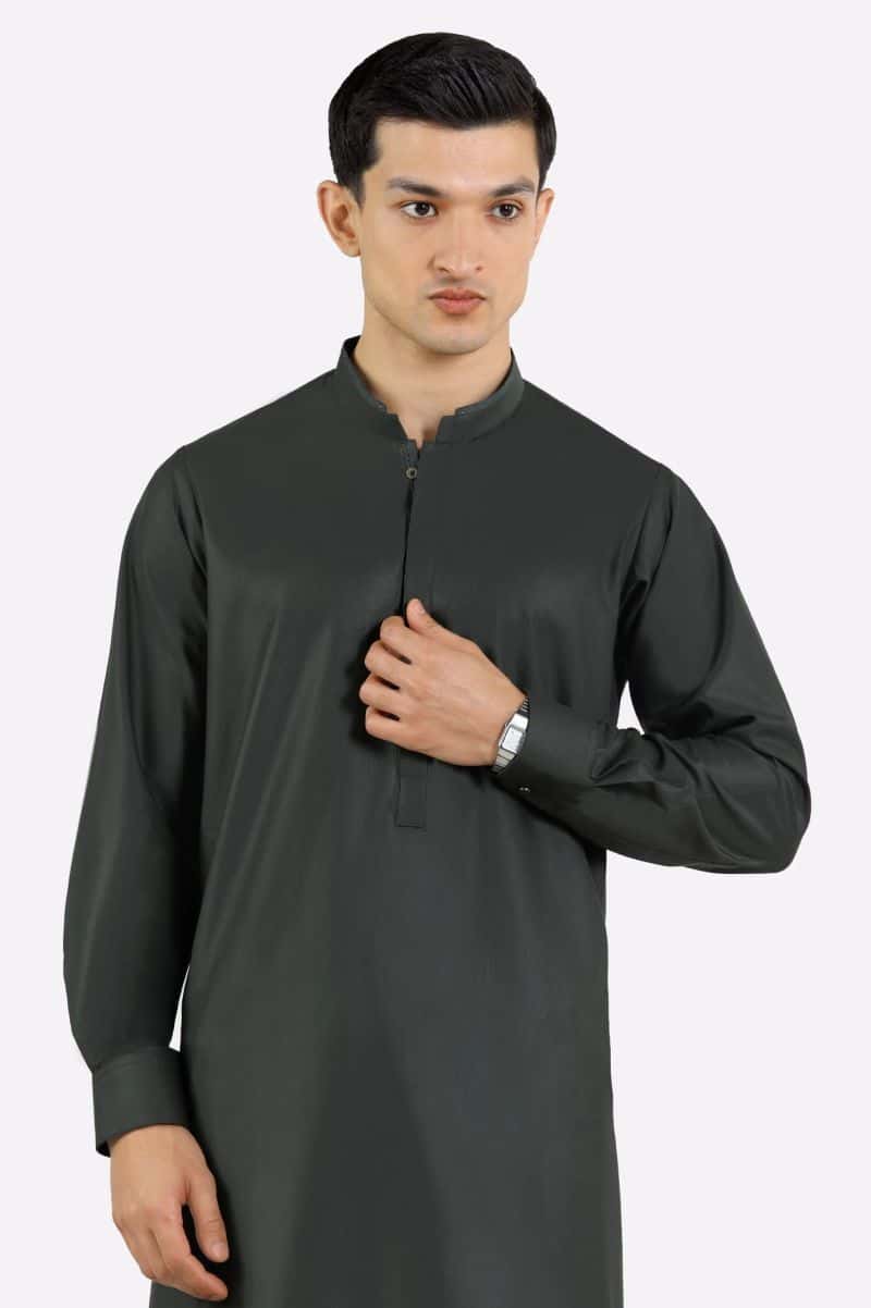 Dark Green Wash & Wear Shalwar Kameez