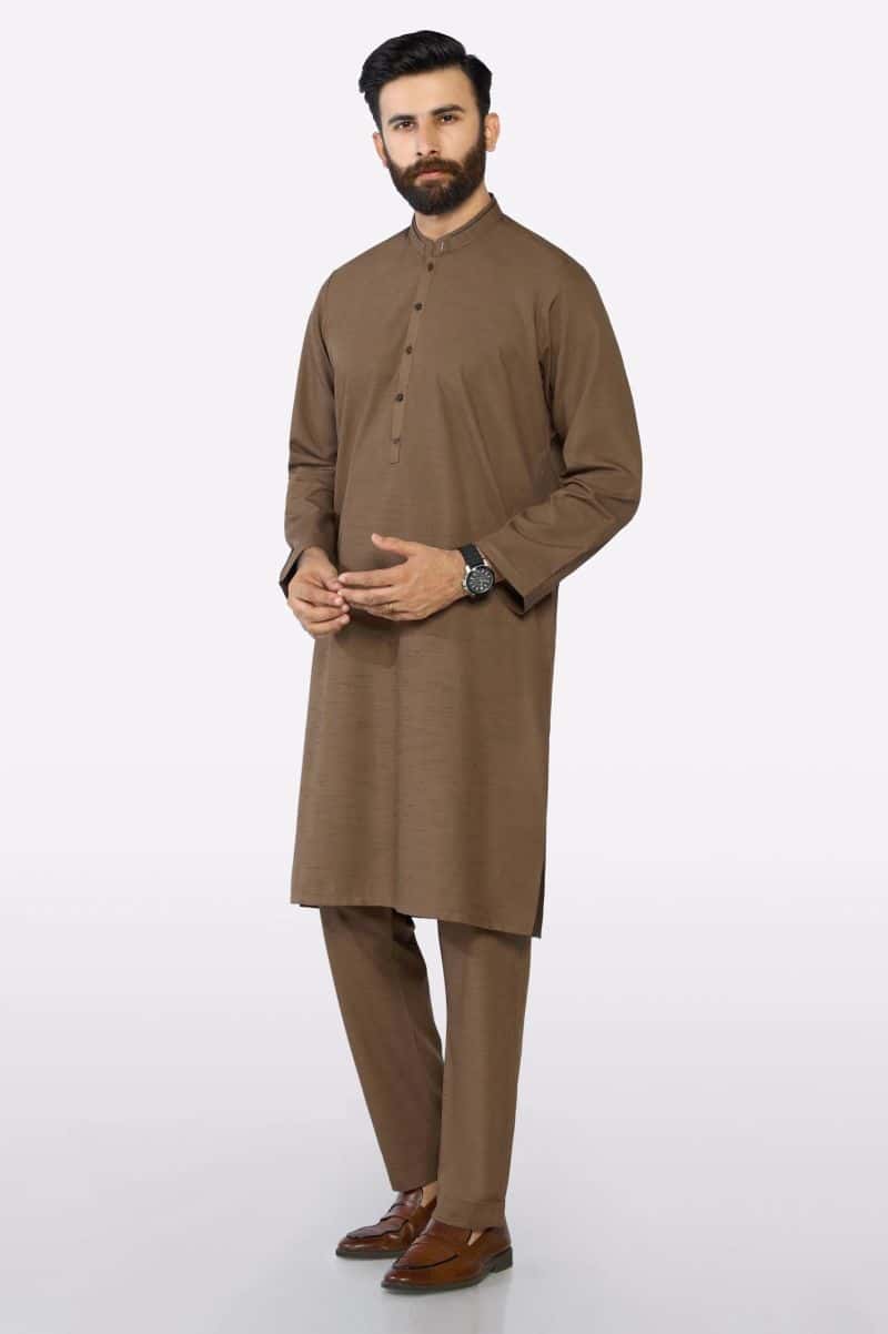 Brown Wash & Wear Kurta Pajama - alternate view
