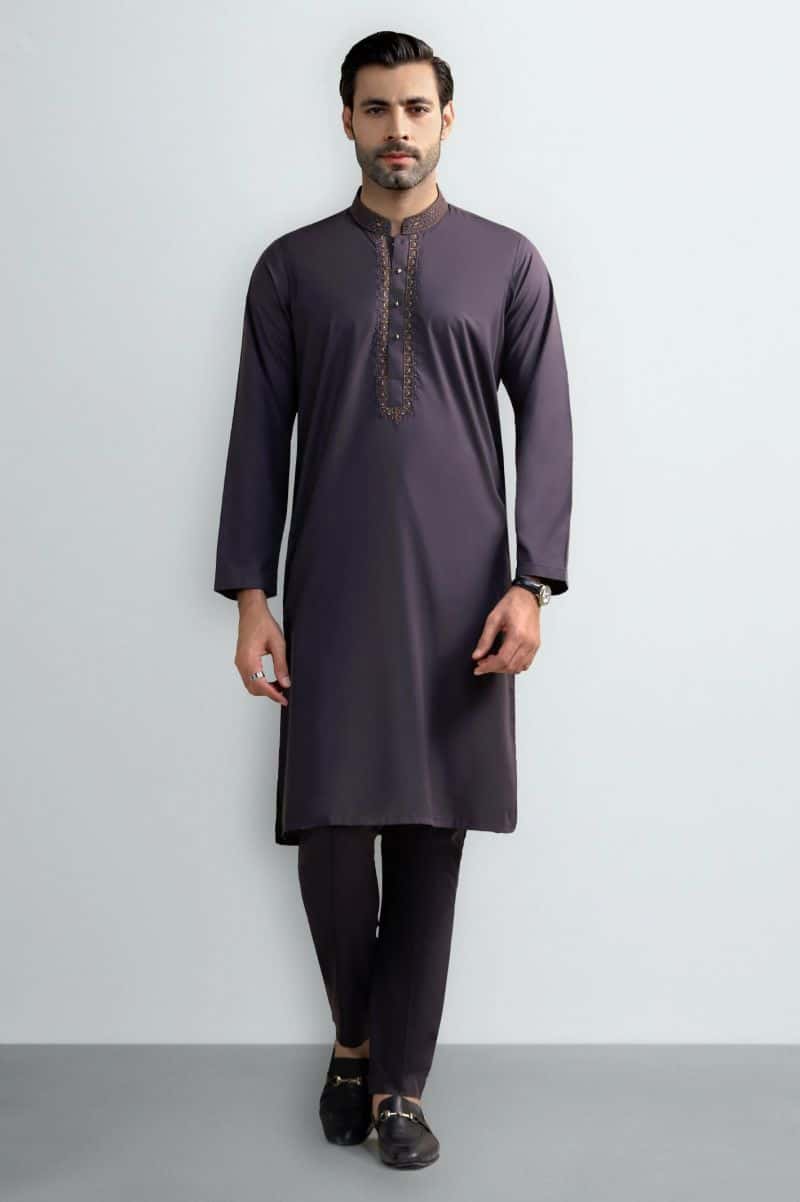Coffee Brown Wash & Wear Kurta Pajama - alternate view