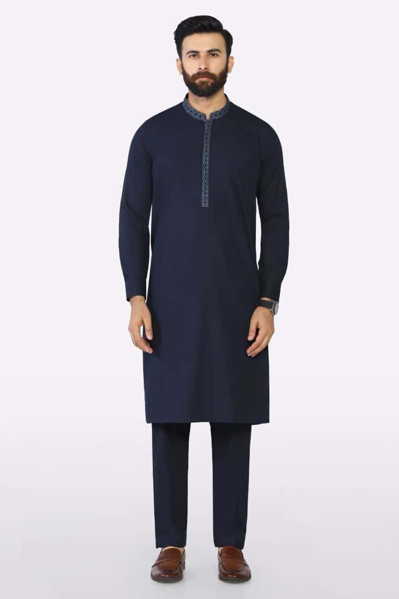 Navy Blue Wash & Wear Shalwar Kameez - alternate view