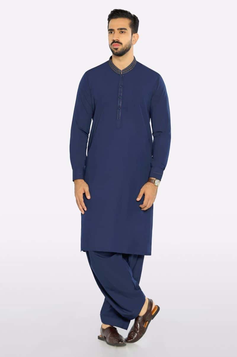 Royal Blue Wash & Wear Shalwar Kameez - alternate view