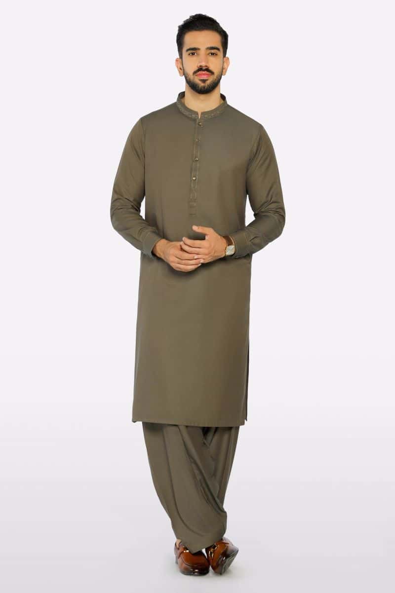 Dark Green Wash & Wear Shalwar Kameez - alternate view
