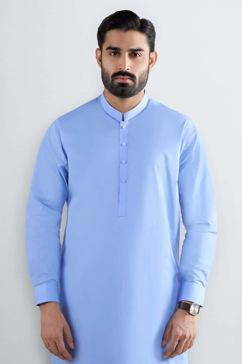 Sky Blue Cotton Shalwar Kameez