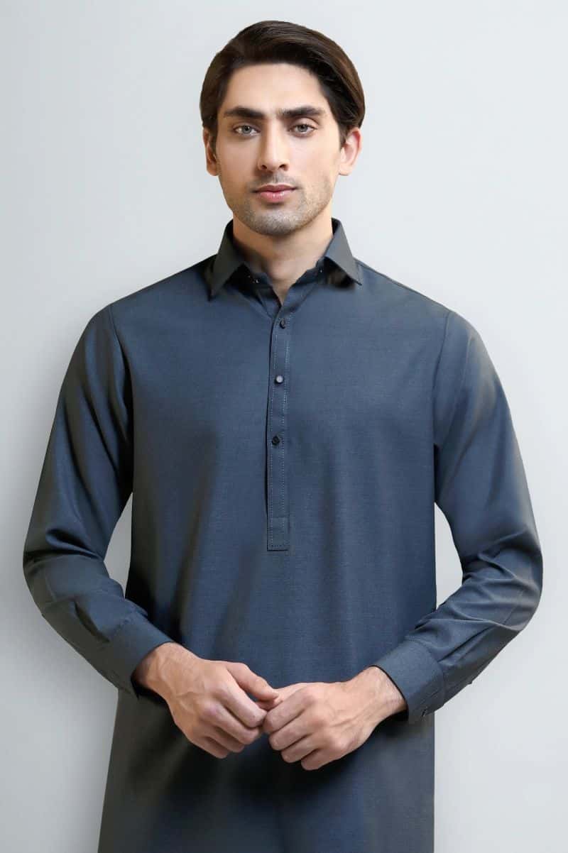 Dark Grey Wash & Wear Shalwar Kameez