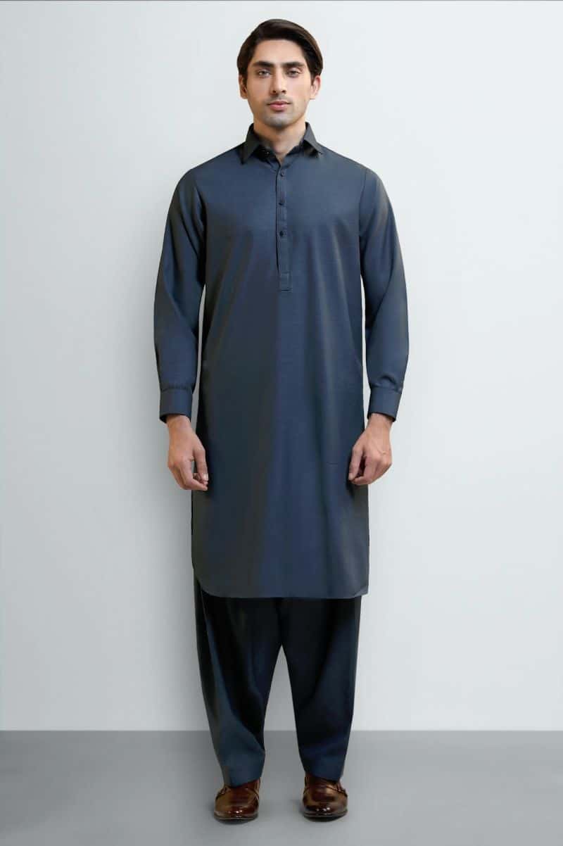 Dark Grey Wash & Wear Shalwar Kameez - alternate view