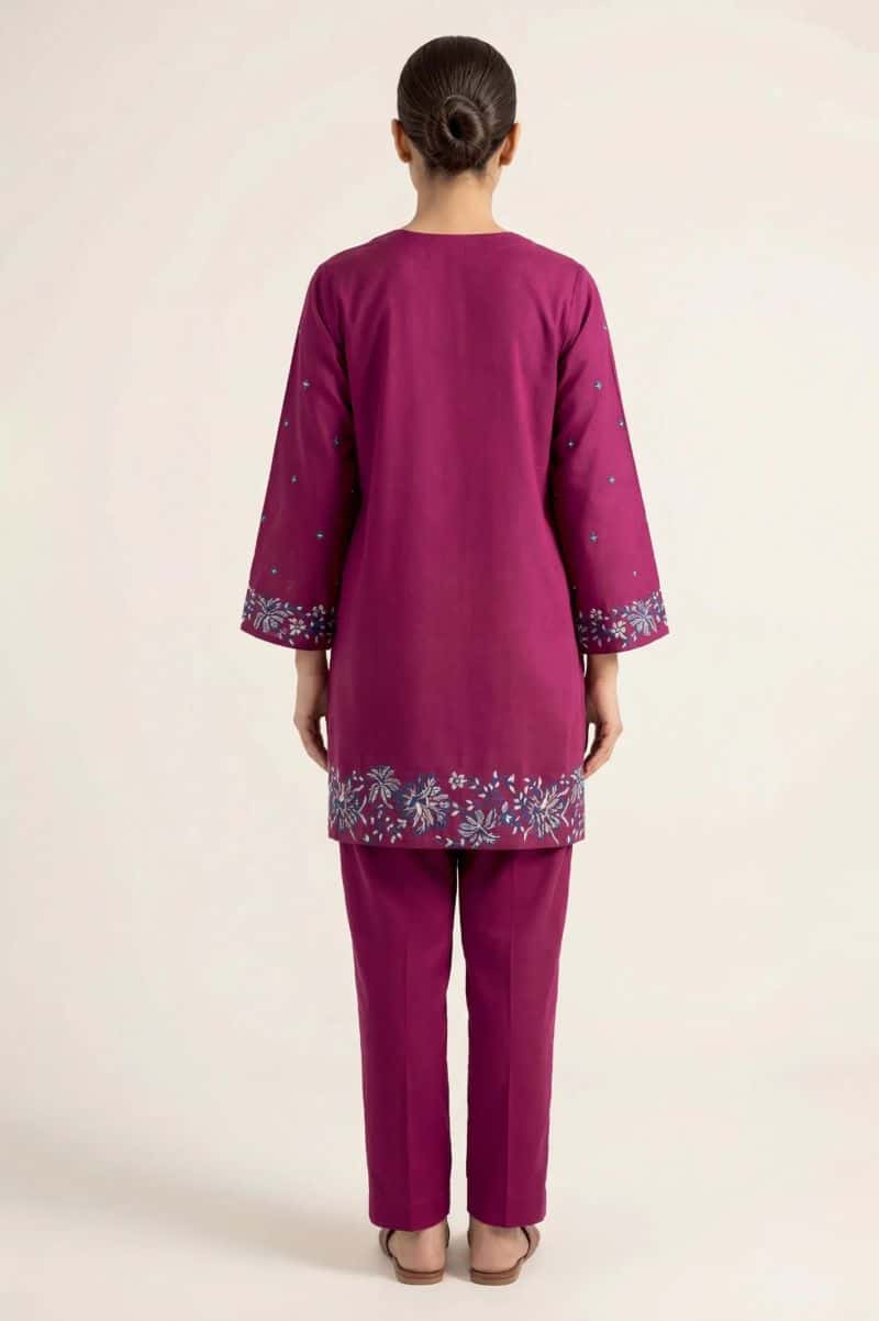 Embroidered Cottel-Magenta 2PC - alternate view