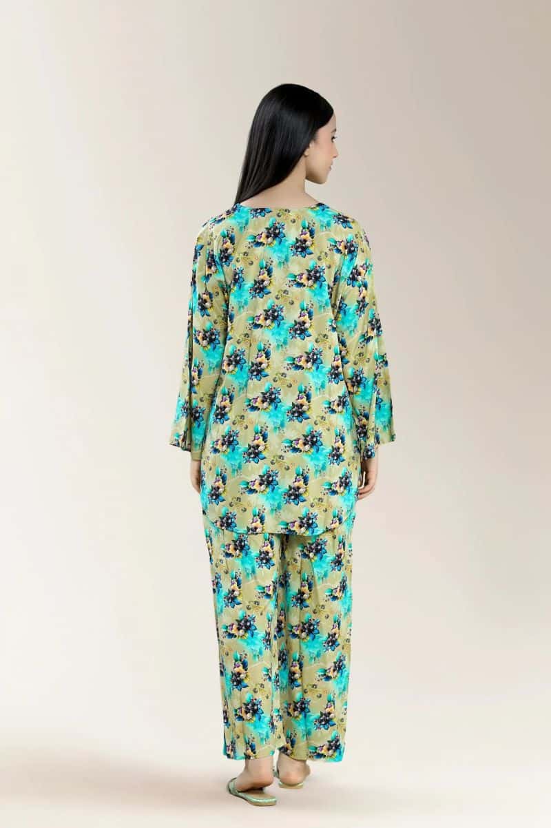 Printed Viscose Linen-Olive Green 2Pc - alternate view