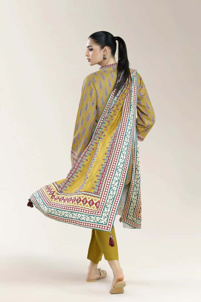 Printed Viscose-Mustard 3Pc - alternate view