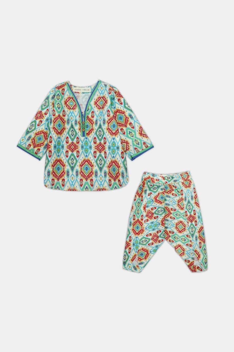 Printed Khaddar-Cream Infant 2PC