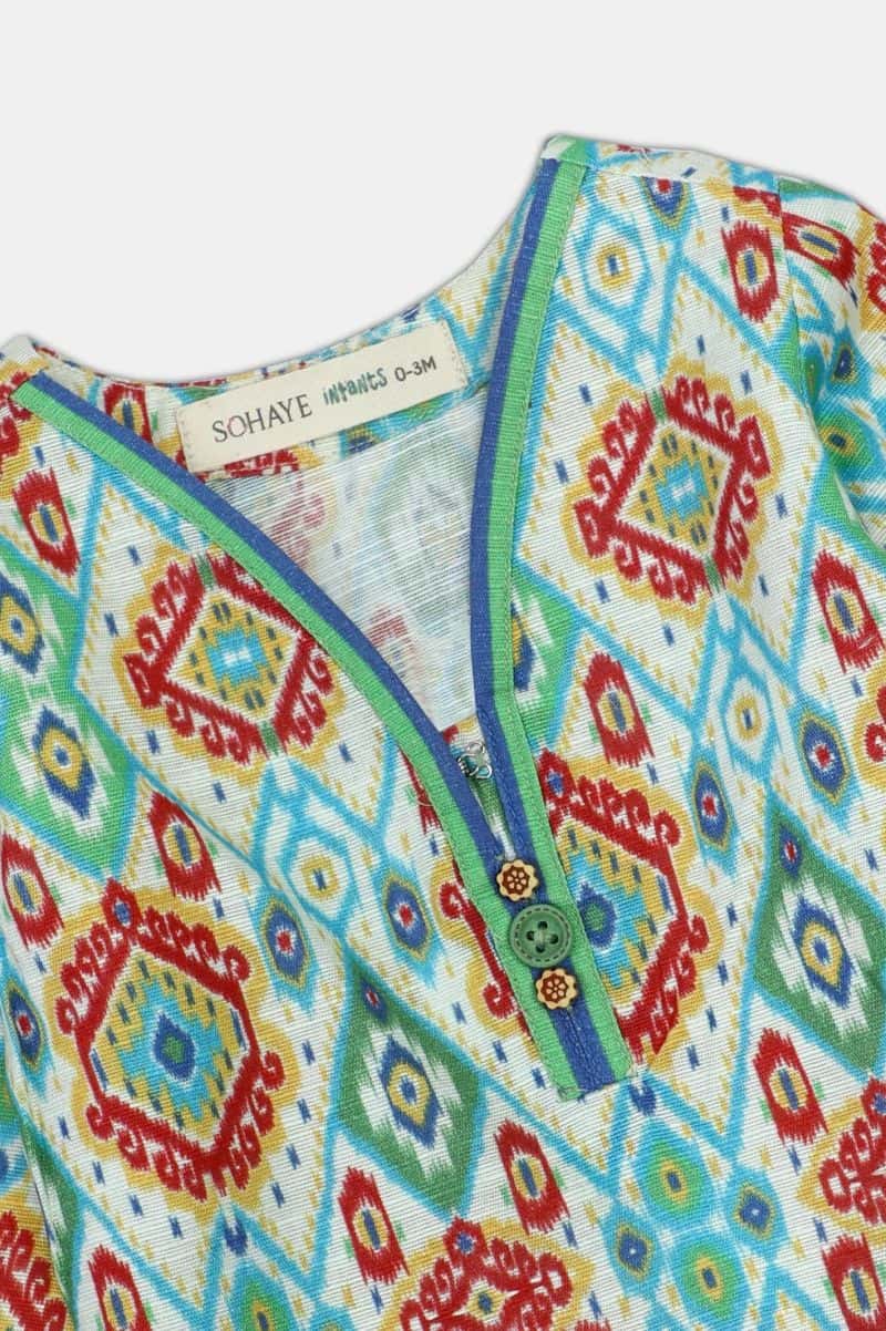 Printed Khaddar-Cream Infant 2PC - alternate view
