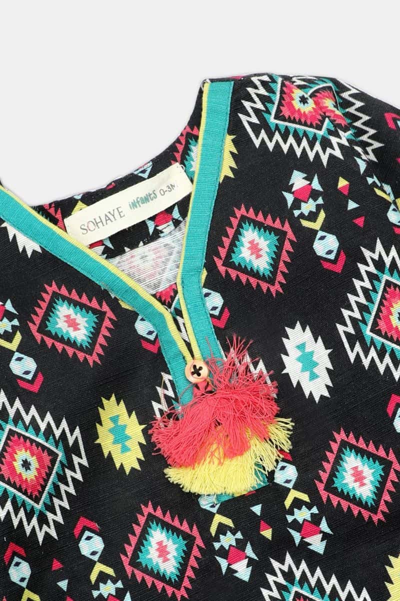 Printed Khaddar-Black Infant 2PC - alternate view