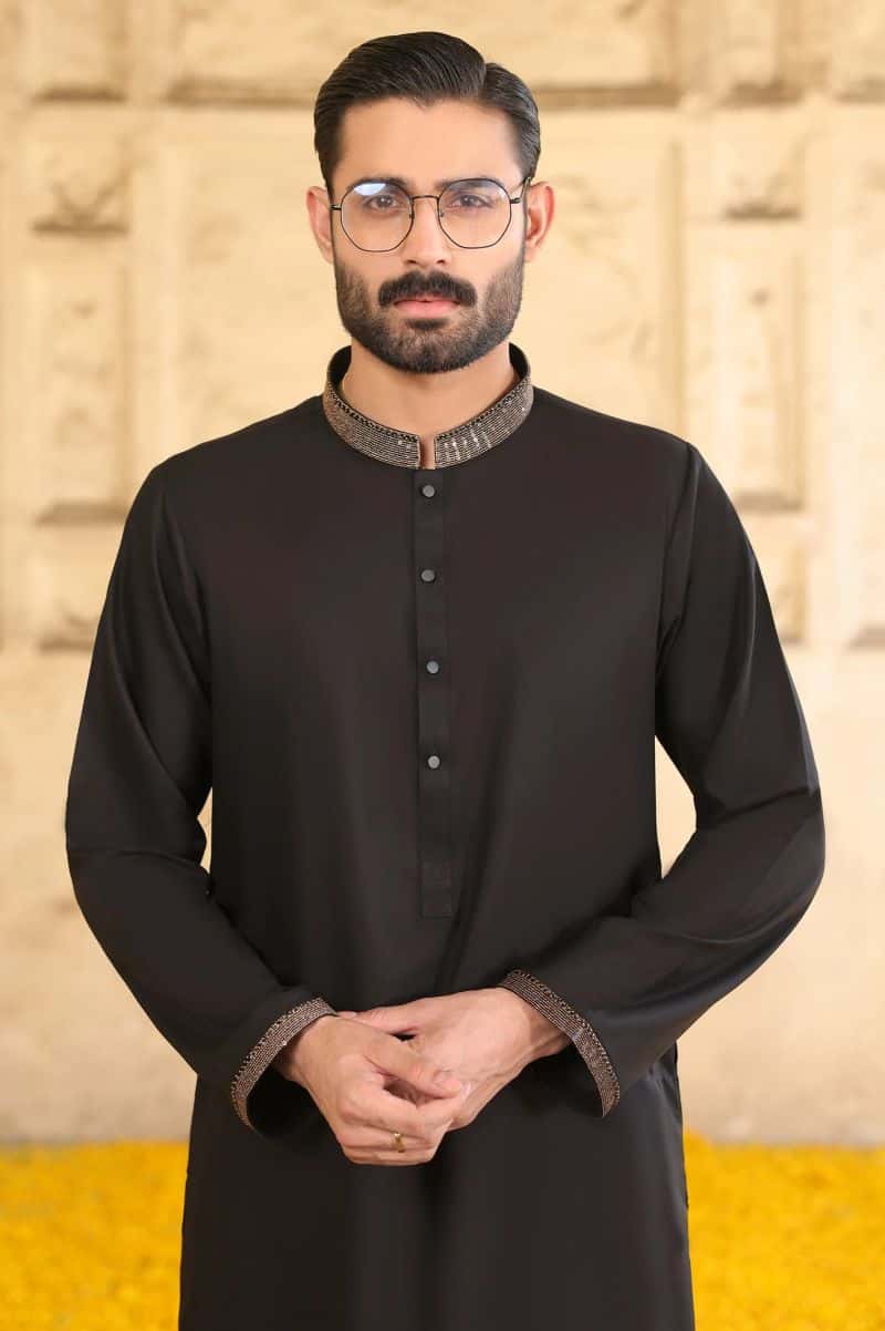 Black Wash & Wear Kurta Pajama