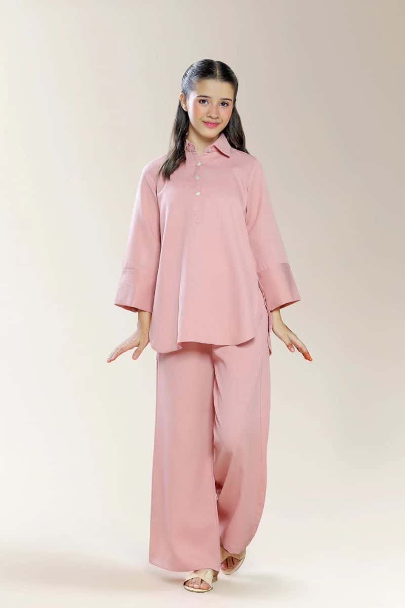Polyester Dobby Pink Teens 2PC