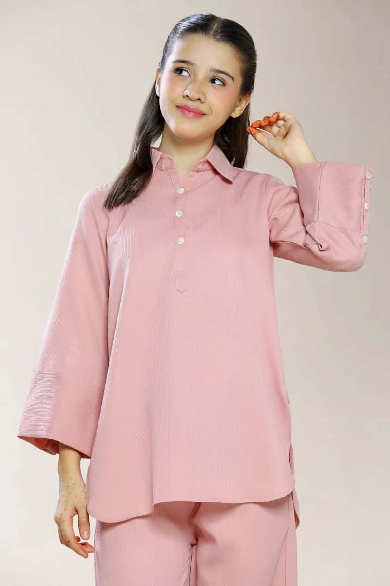 Polyester Dobby Pink Teens 2PC - alternate view