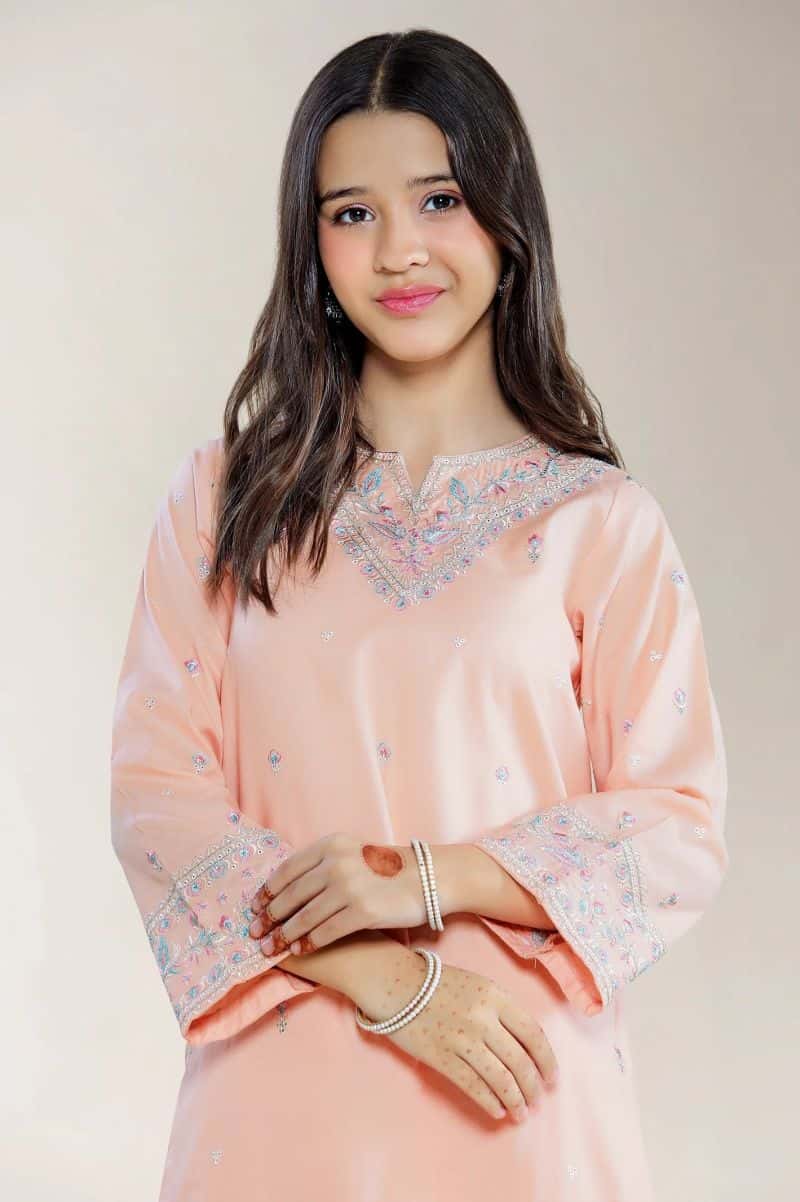 Embroidered Cambric Peach Teens 2PC - alternate view