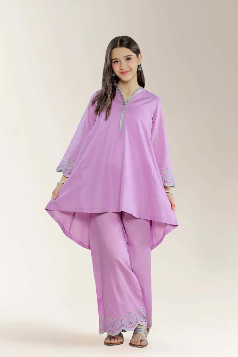 Embroidered Cambric Lilac Teens 2PC