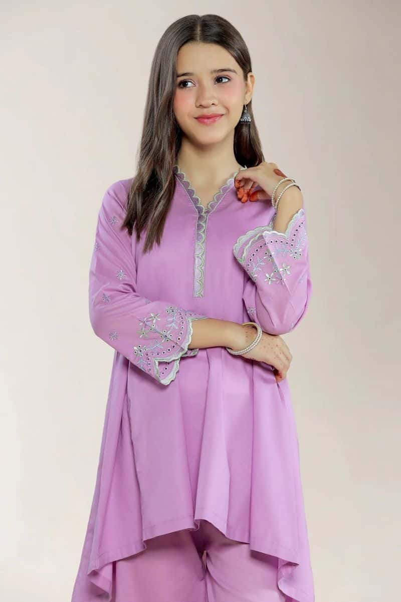 Embroidered Cambric Lilac Teens 2PC - alternate view