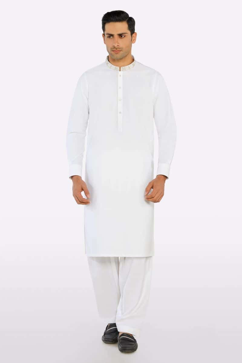 Off White Wash & Wear Shalwar Kameez - alternate view