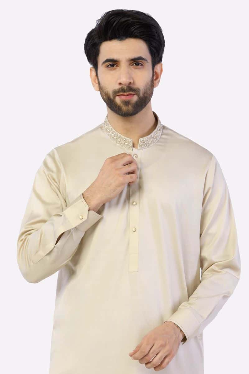 Fawn Cotton Shalwar Kameez