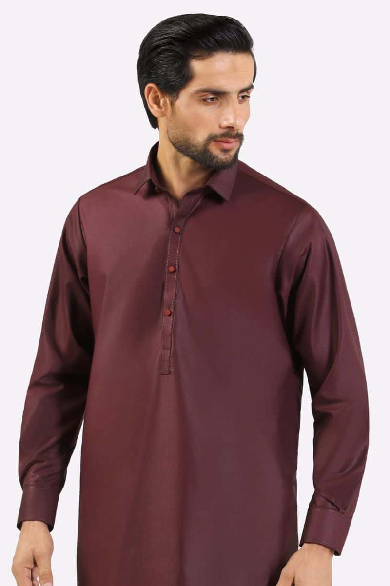 Maroon Wash & Wear Shalwar Kameez