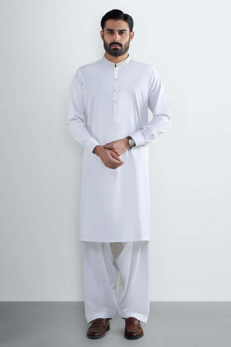 Off White Wash & Wear Shalwar Kameez - alternate view