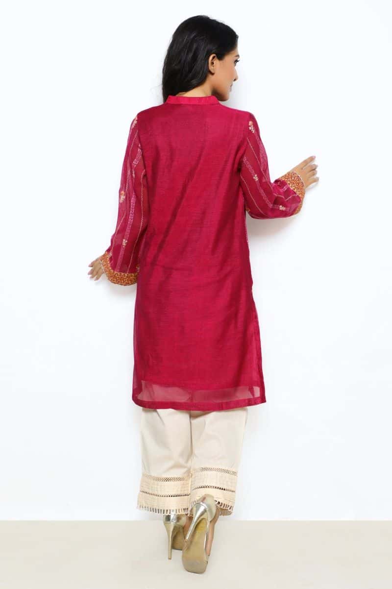 Khaddi Net Pink Kurti - alternate view